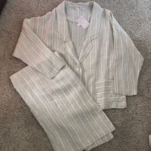 Free People Linen Pants with Jacket. NWT